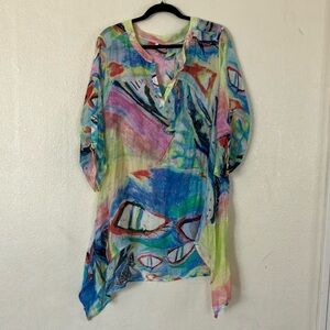 Kaktus Gauzy Artsy Lightweight Top or Pool Coverup, 1X